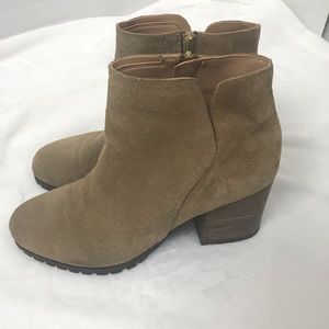 Franco Sarto Maysen Boots Chunky Heel Tan Suede 10